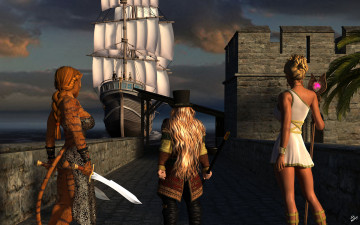 Картинка 3д+графика фантазия+ fantasy девушки взгляд фон