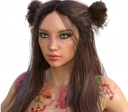 Обои картинки фото 3д графика, портрет , portraits, девушка, взгляд, фон