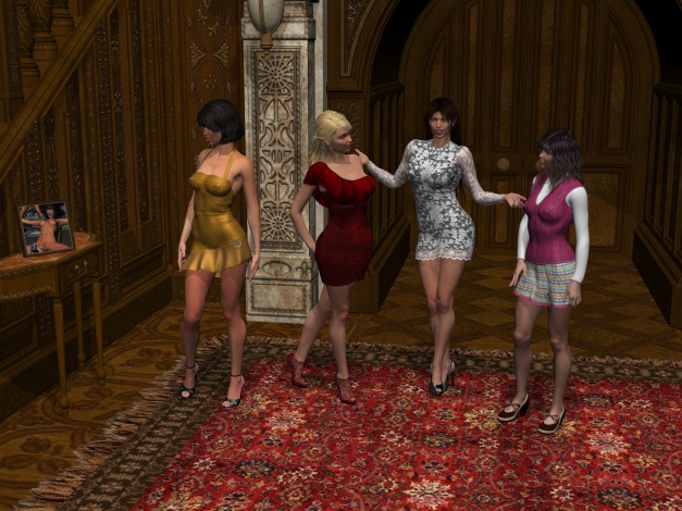 Обои картинки фото 3д графика, люди , people, фон, взгляд, девушки