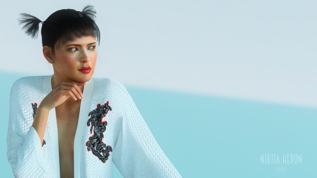 Обои картинки фото 3д графика, люди , people, фон, взгляд, девушка