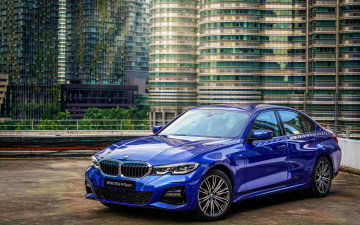 Картинка 2021+bmw+3-series+330e+m+sport автомобили bmw 3 series 330e m sport 4k hdr синий седан город