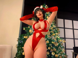 Картинка shadory девушки -+снегурочки белье ёлка бусы