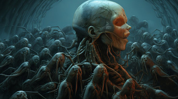 Картинка 3д+графика ужас+ horror нейросети графика нейроарт ai art нейронные сети рисунки нейро искусство