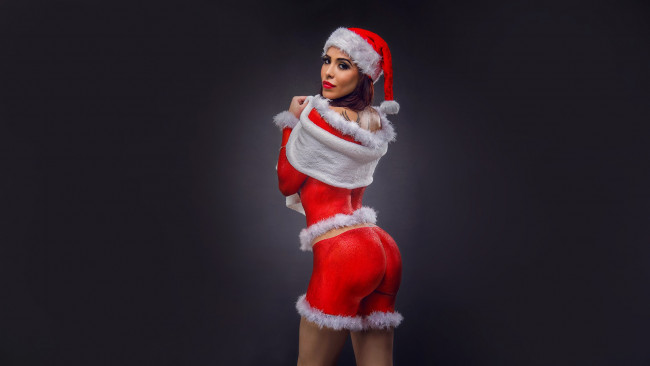 Обои картинки фото девушки, jessica pereira, снегурочка, новый, год, jessica, pereira