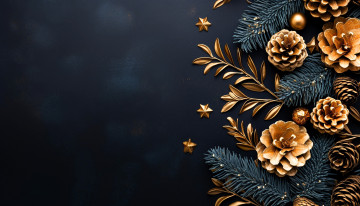 обоя праздничные, - разное , новый год, ёлка, шишки, звездочки