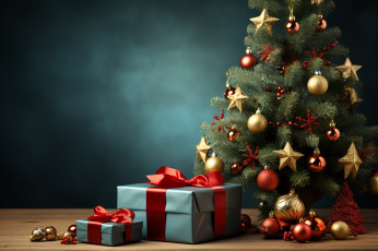 Картинка праздничные ёлки ёлка подарки украшения