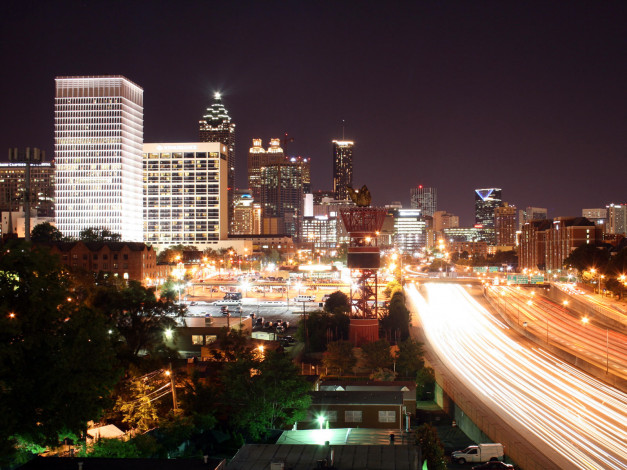 Обои картинки фото города, огни, ночного, atlanta, georgia