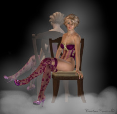 Картинка 3д графика people люди стул девушка