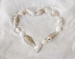 Картинка разное ракушки +кораллы +декоративные+и+spa-камни сердце песок