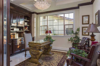 Картинка интерьер кабинет +библиотека +офис книги стол кресло