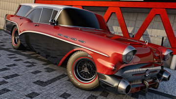 обоя автомобили, 3д, wagon, caballero, century, buick, 1957
