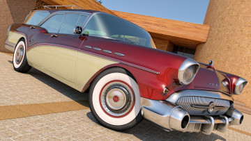 Картинка автомобили 3д wagon caballero century buick 1957