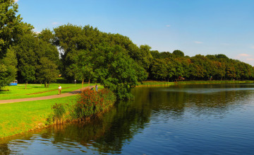 Картинка познань+польша природа парк река польша деревья кусты познань