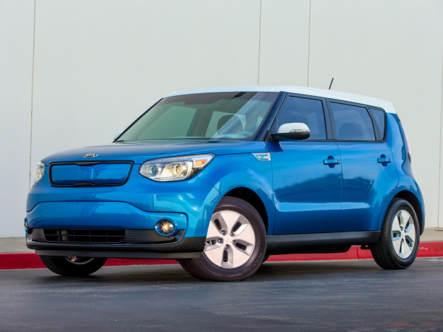 Обои картинки фото автомобили, kia, синий, soul, ev, 2014г
