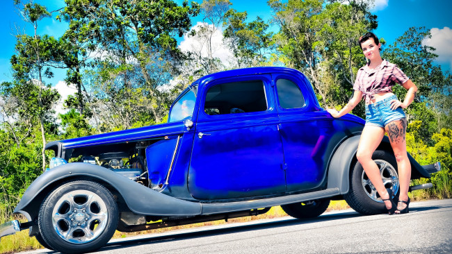 Обои картинки фото автомобили, авто с девушками, автомобиль, девушка, ретро