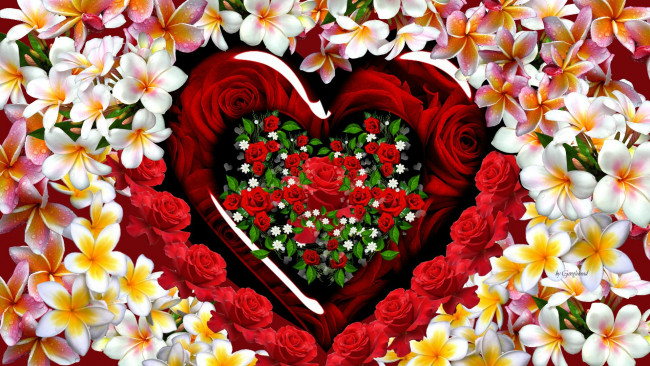 Обои картинки фото праздничные, день святого валентина,  сердечки,  любовь, цветы