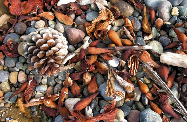 Обои картинки фото разное, компьютерный дизайн, шишка, камни