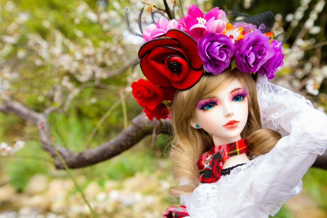 Обои картинки фото разное, игрушки, венок, кукла