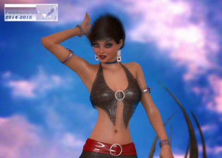 Картинка 3д+графика люди+ people облака фон взгляд девушка