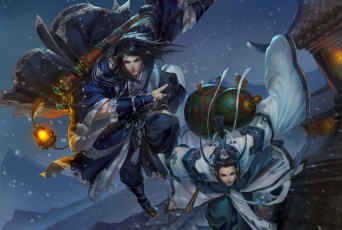 Картинка видео+игры ~~~другое~~~ фонарь парень крыша прыжок игра ночь арт китай