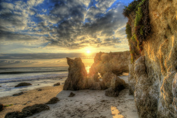 Картинка природа восходы закаты пляж облака океан солнце