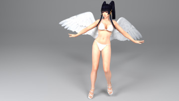 обоя 3д графика, ангел , angel, ангел, крылья, фон, взгляд, девушка