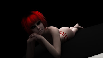 Картинка 3д+графика люди+ people девушка рыжая фон взгляд