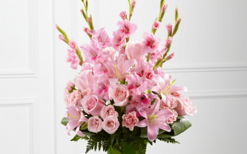 Картинка цветы букеты +композиции букет лилии розы гладиолусы