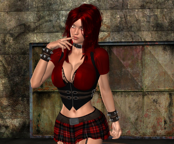 Обои картинки фото 3д графика, люди , people, рыжая, фон, взгляд, девушка