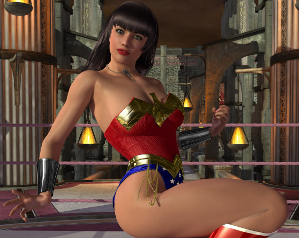 Обои картинки фото 3д графика, люди , people, рыжая, взгляд, девушка, фон