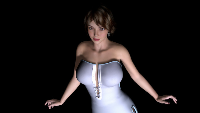 Обои картинки фото 3д графика, люди , people, платье, фон, взгляд, девушка