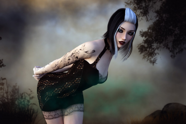 Обои картинки фото 3д графика, люди , people, фон, взгляд, девушка