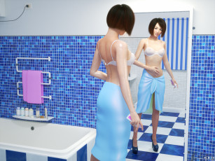 Картинка 3д+графика люди+ people интерьер фон взгляд девушка