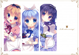 Картинка gochuumon+wa+usagi+desu+ka аниме взгляд девушки фон