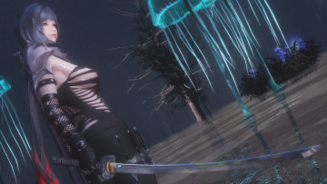 Картинка 3д+графика аниме+ anime оружие фон взгляд девушка