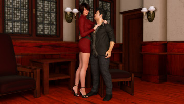 Картинка 3д+графика люди+ people девушка взгляд фон парень