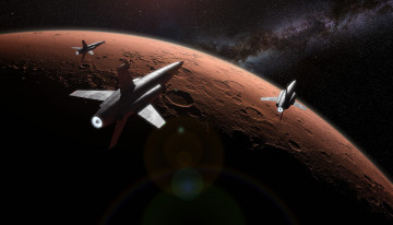 Картинка космос арт космический корабль вселенная полет планета