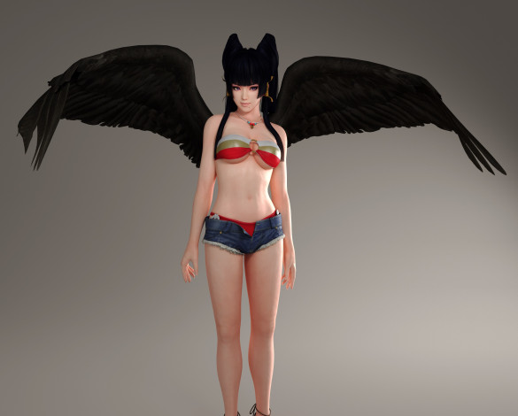 Обои картинки фото 3д графика, существа , creatures, взгляд, девушка, фон, демон