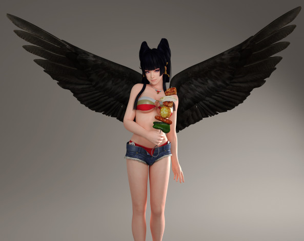 Обои картинки фото 3д графика, существа , creatures, демон, фон, взгляд, девушка