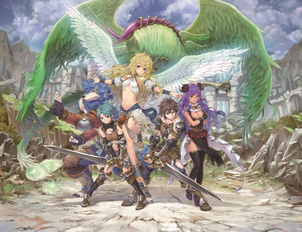 Обои картинки фото автор,  kishida mel, аниме, животные,  существа, breath, of, fire, amelia, kishida, mel