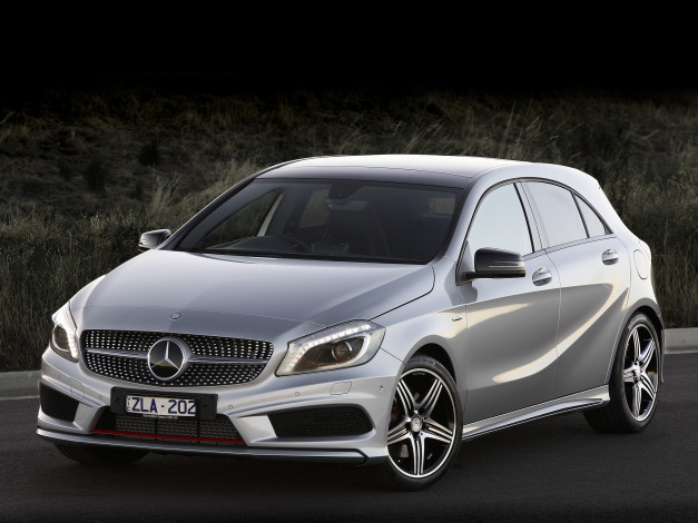 Обои картинки фото автомобили, mercedes-benz, a, 250, amg, sport, package, au-spec, w176, серый