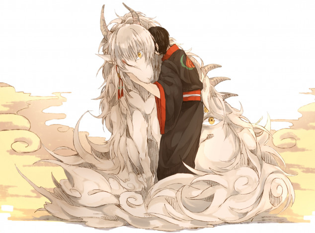 Обои картинки фото аниме, hoozuki no reitetsu, хакутаку, хладнокровный, хозуки