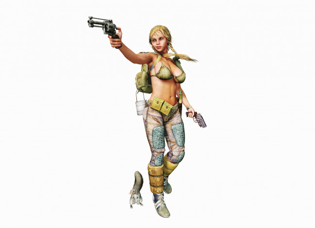 Обои картинки фото 3д графика, люди , people, фон, девушка, белка, пистолет