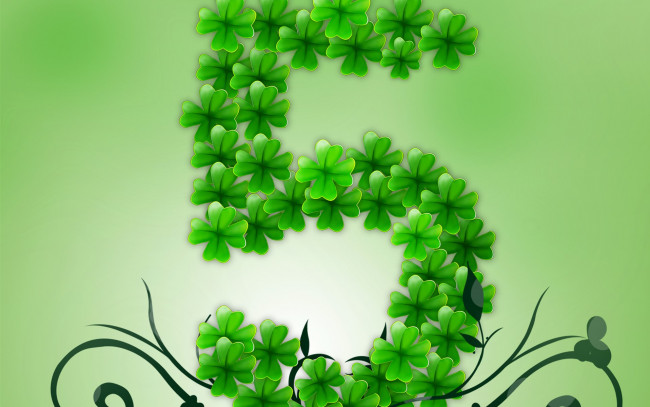 Обои картинки фото векторная графика, другое , other, фон, узор, листочки, цифра