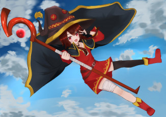 Картинка аниме kono+subarashii+sekai+ni+shukufuku+wo девушка взгляд фон