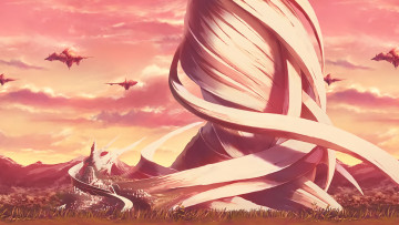 Картинка аниме sword+art+online полет космические корабли