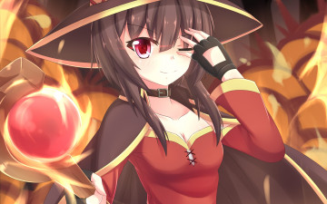 Картинка аниме kono+subarashii+sekai+ni+shukufuku+wo фон девушка взгляд