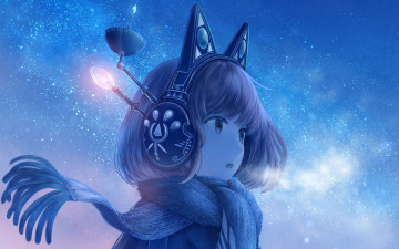 Картинка аниме оружие +техника +технологии девушка взгляд фон