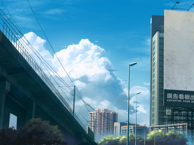 Обои картинки фото аниме, город,  улицы,  здания