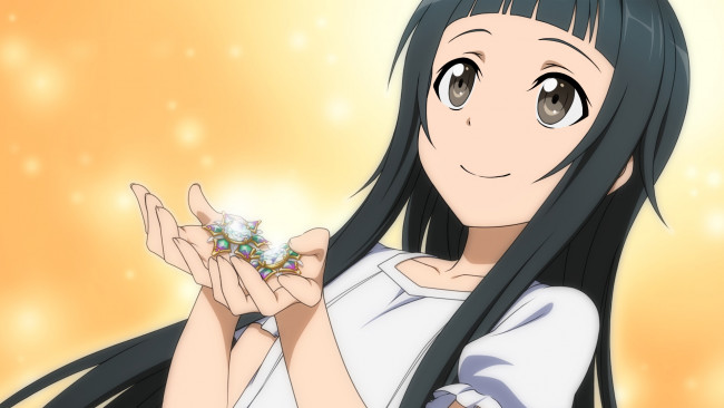 Обои картинки фото аниме, sword art online, фон, взгляд, девушка